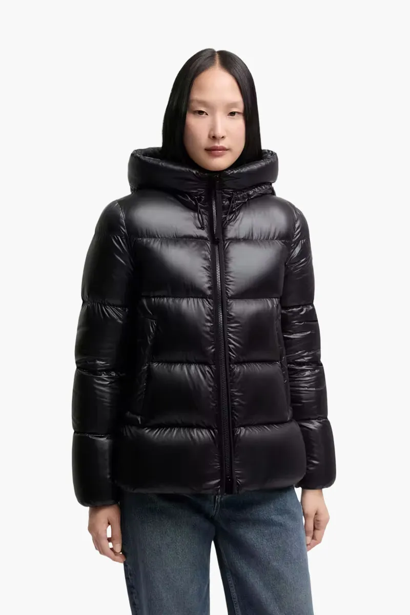 MONCLER Women Serittes Hooded Short Down Jacket in Black Nylon 1