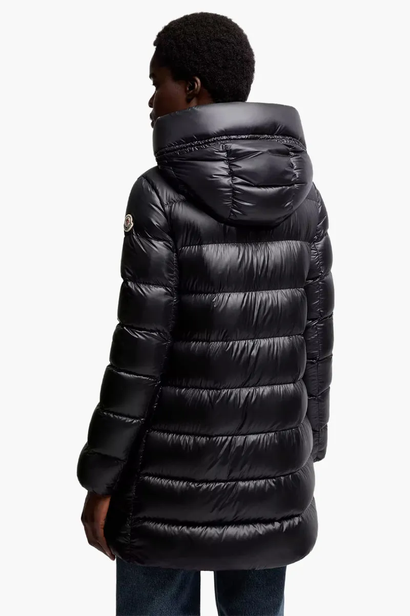MONCLER Women Suyenne Hooded Mid-Length Down Jacket in Black Nylon 2