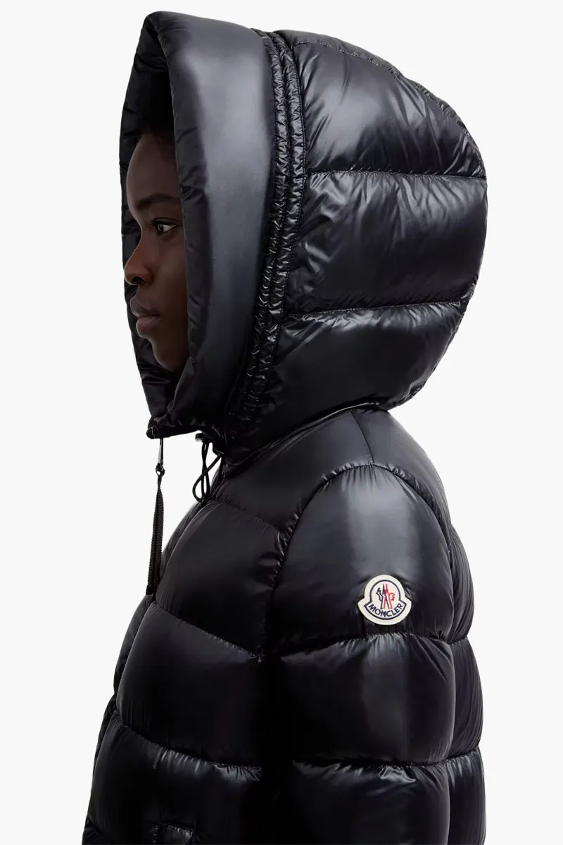 MONCLER Women Suyenne Hooded Mid-Length Down Jacket in Black Nylon 3
