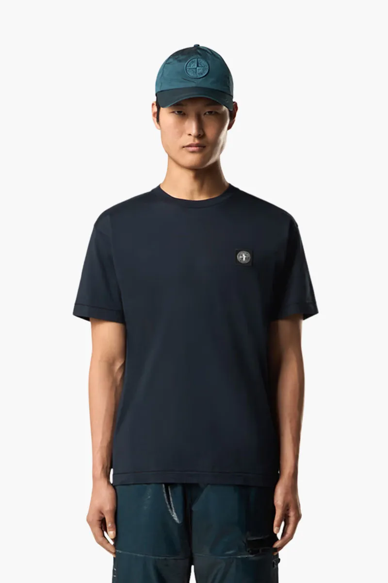STONE ISLAND Men logo Short Sleeve Slim-Fit T-Shirt in Navy Cotton  1