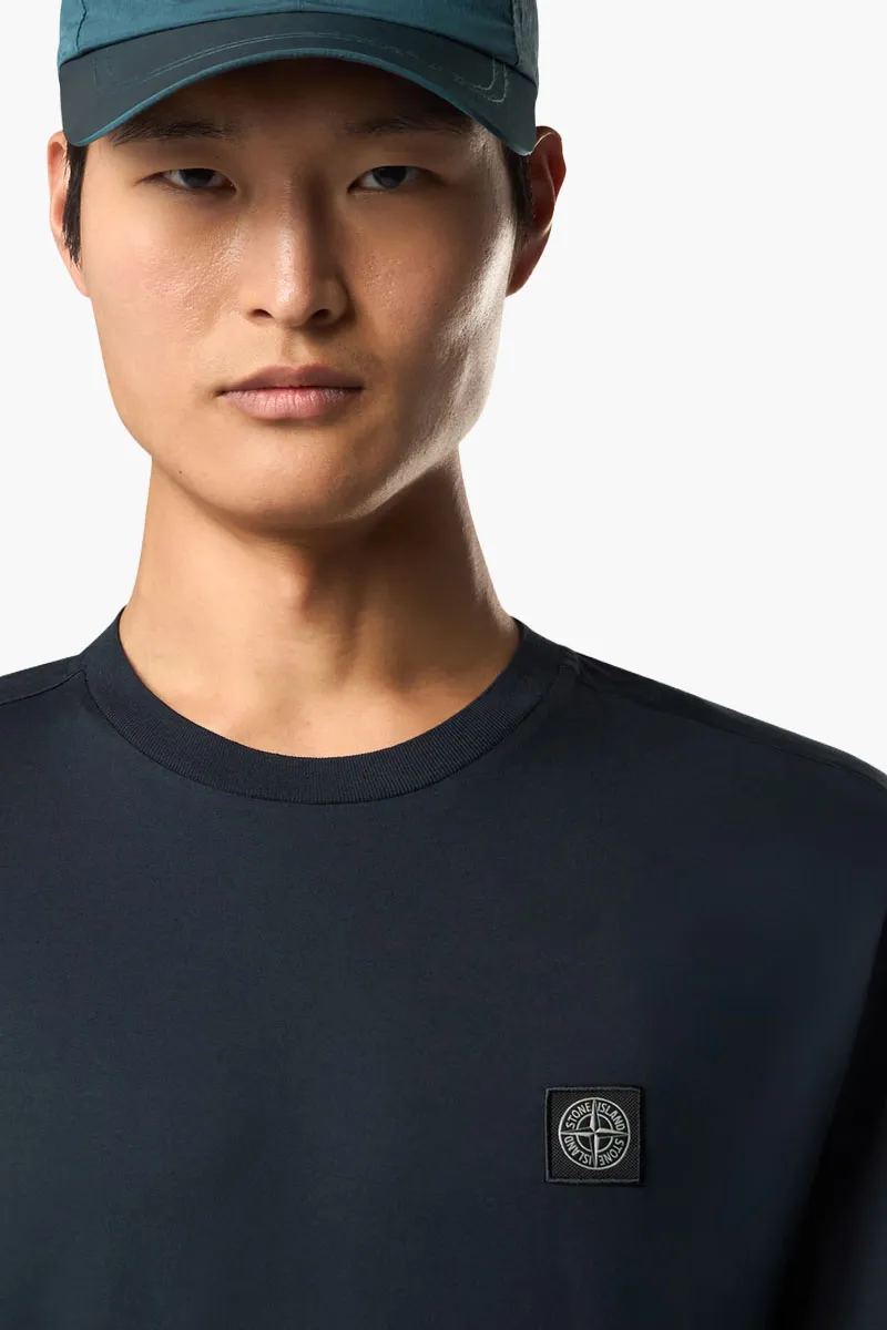 STONE ISLAND Men logo Short Sleeve Slim-Fit T-Shirt in Navy Cotton  3