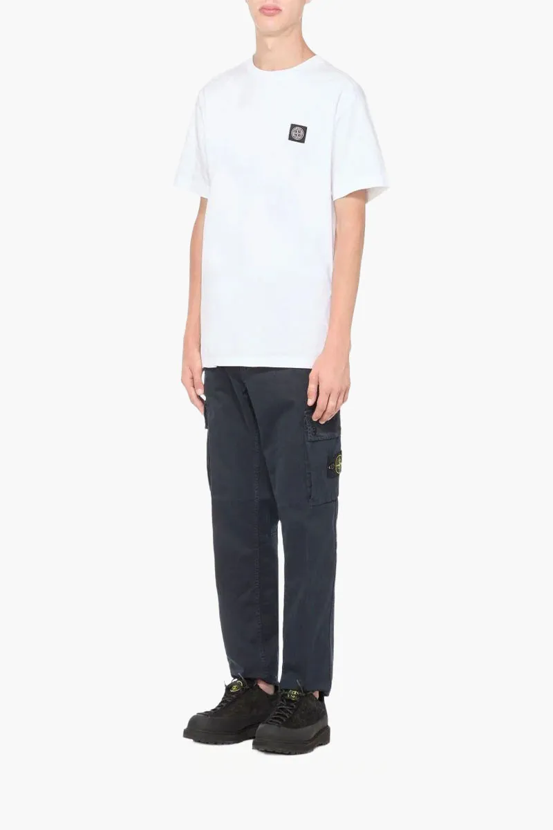 STONE ISLAND Men Logo Short-Sleeve T-Shirt in White Cotton Jersey 1