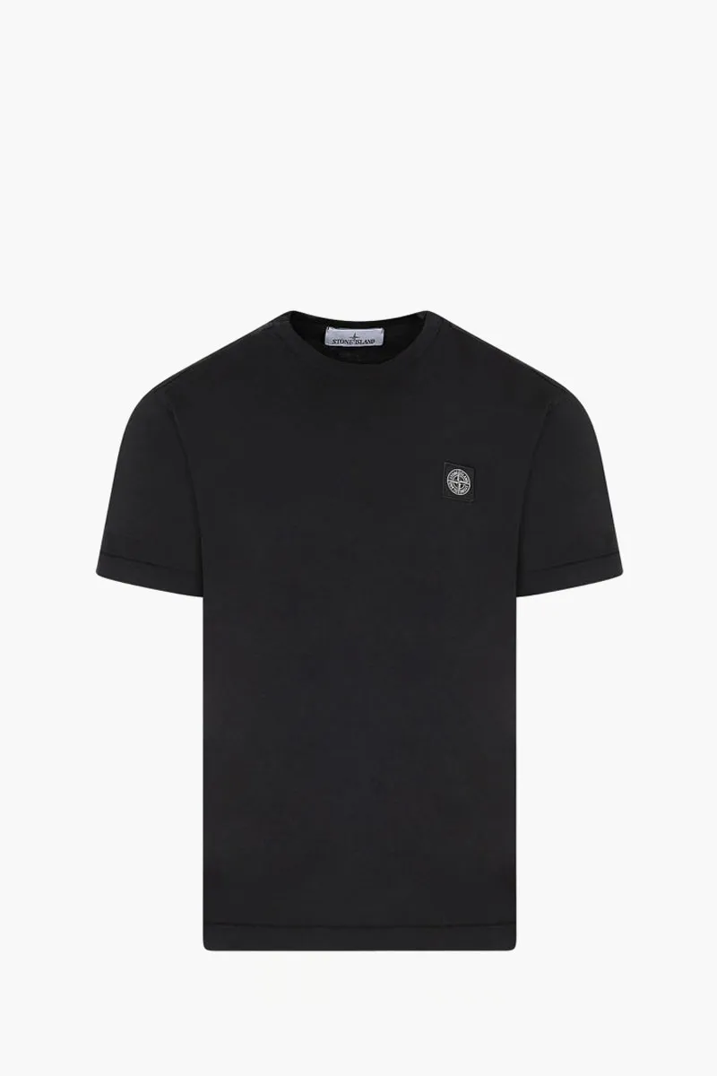 STONE ISLAND Men Logo Short-Sleeve T-Shirt in Black Cotton Jersey 0