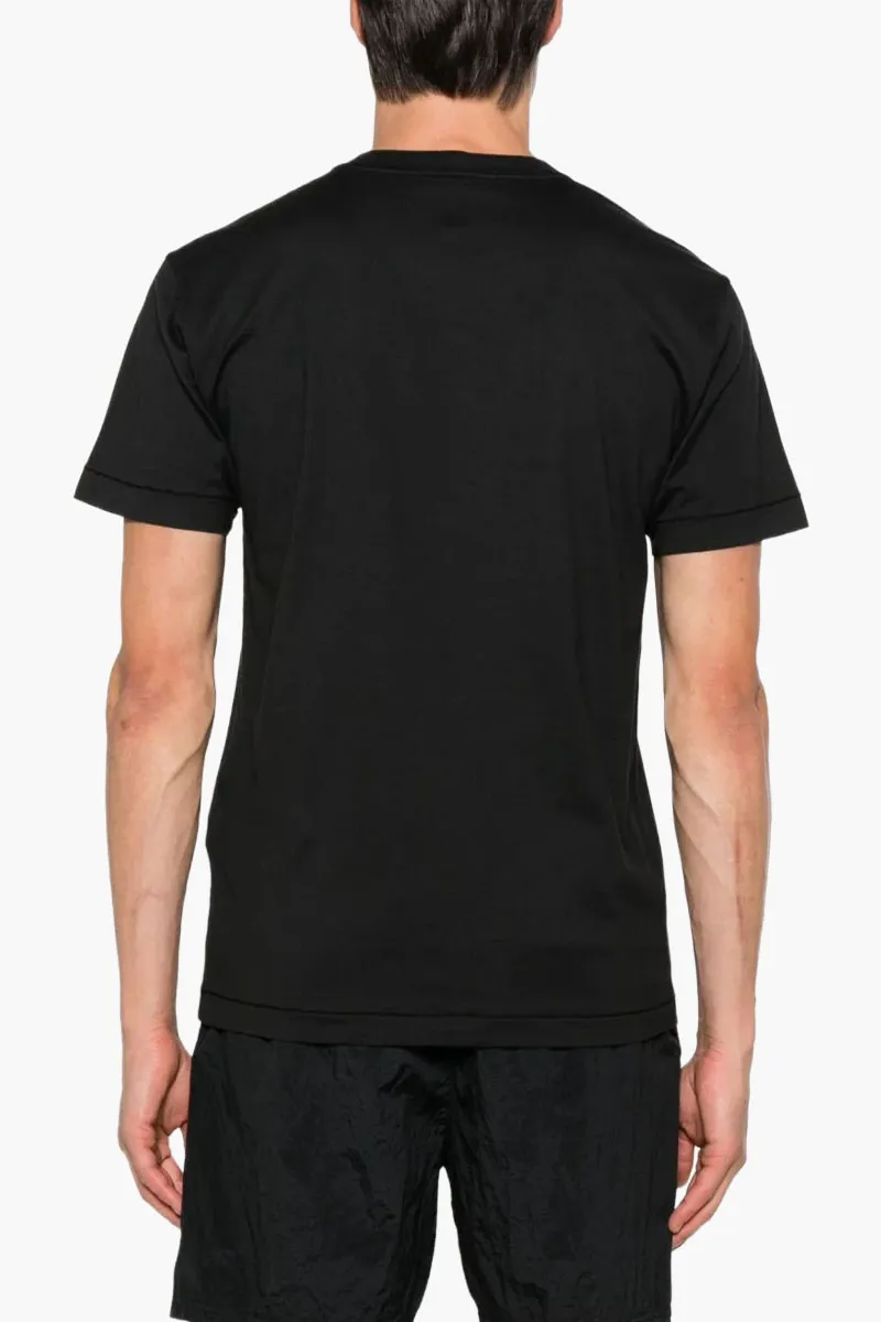 STONE ISLAND Men Logo Short-Sleeve T-Shirt in Black Cotton Jersey 1