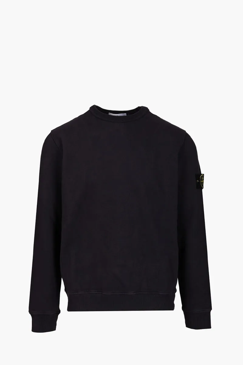 STONE ISLAND Men Logo Badge Sweatshirt in Black Cotton Fleece 0
