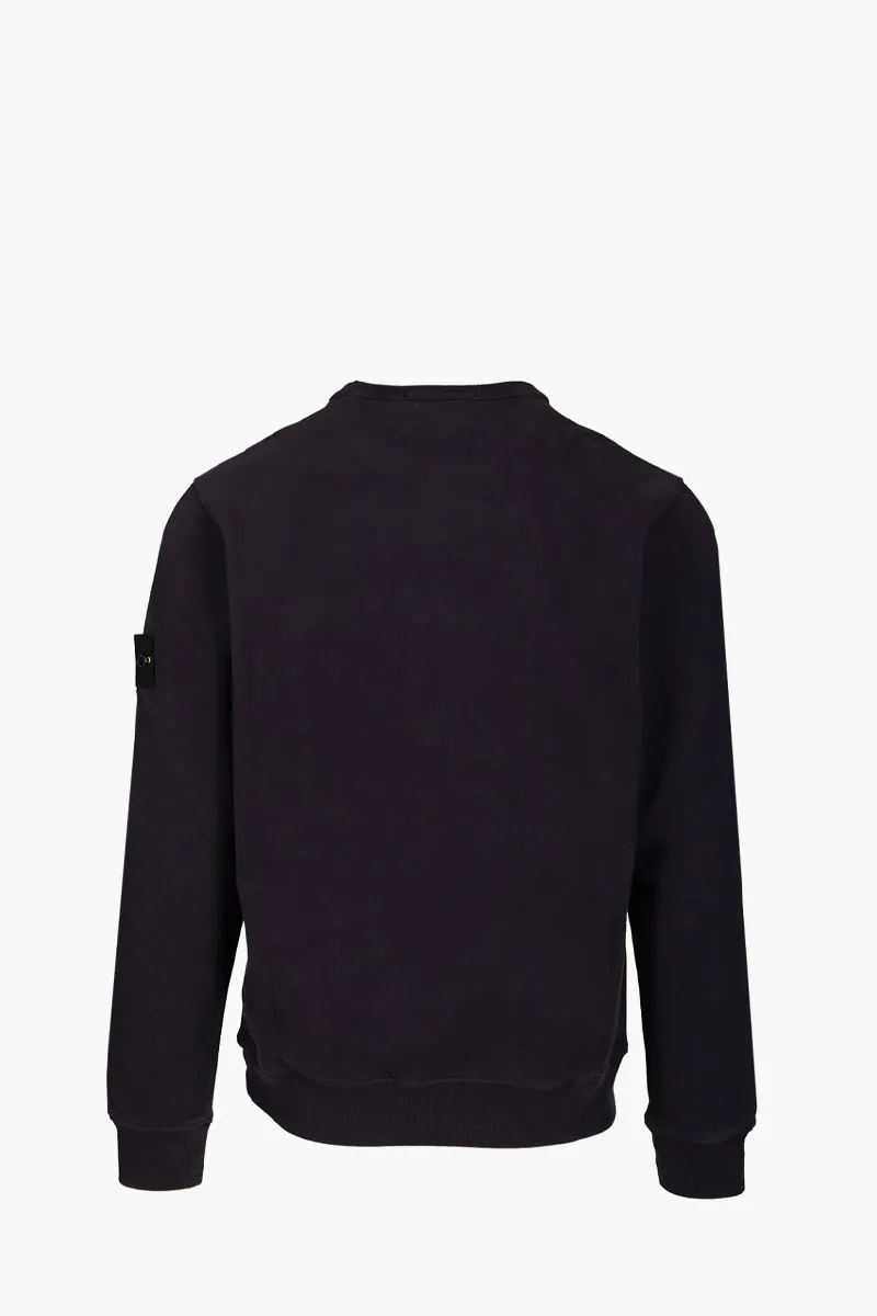 STONE ISLAND Men Logo Badge Sweatshirt in Black Cotton Fleece 1