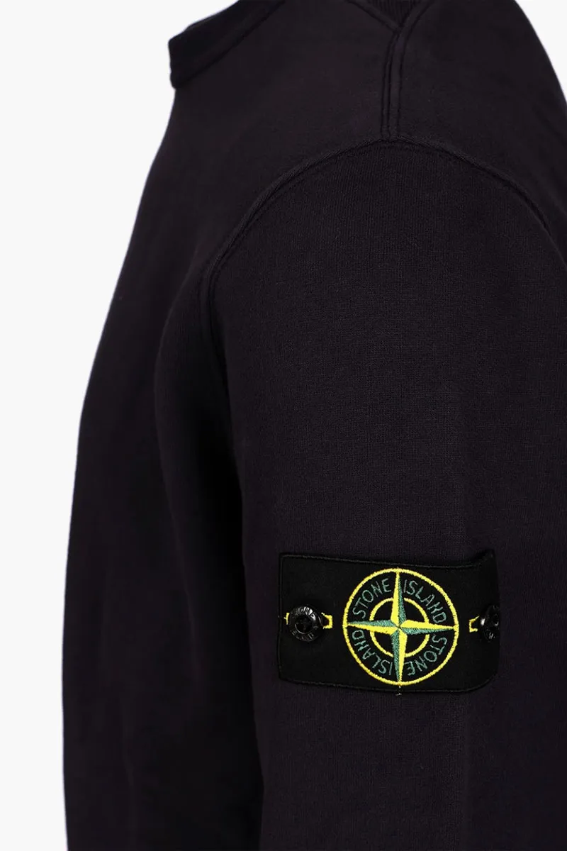 STONE ISLAND Men Logo Badge Sweatshirt in Black Cotton Fleece 2