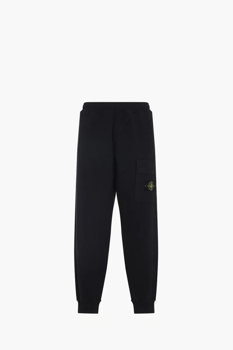 STONE ISLAND Men Logo Regular-Fit Jogger Pants in Black Cotton Fleece 0