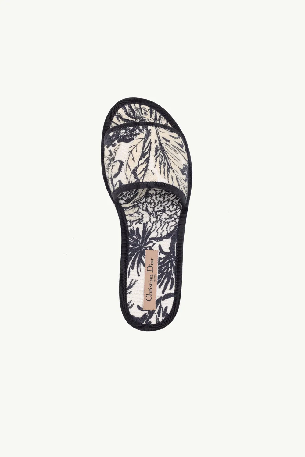 CHRISTIAN DIOR Toile De Jouy Palms Embroidered Chez Moi Slide in Blue Multicolor 3
