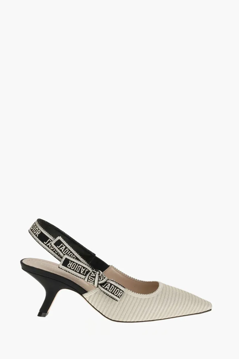 CHRISTIAN DIOR J'Adior Slingback Pumps 65mm in Gold-Tone Cotton Embroidered with Metallic Thread 0