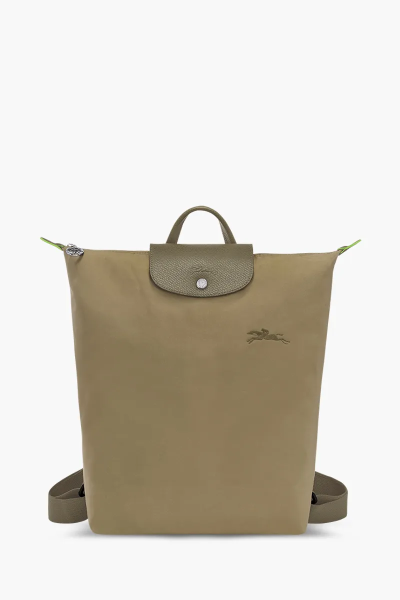 LONGCHAMP Medium Le Pliage Green Backpack in Artichoke Recycled Canvas 0