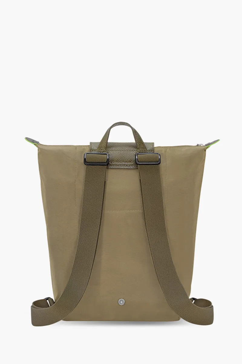 LONGCHAMP Medium Le Pliage Green Backpack in Artichoke Recycled Canvas 1