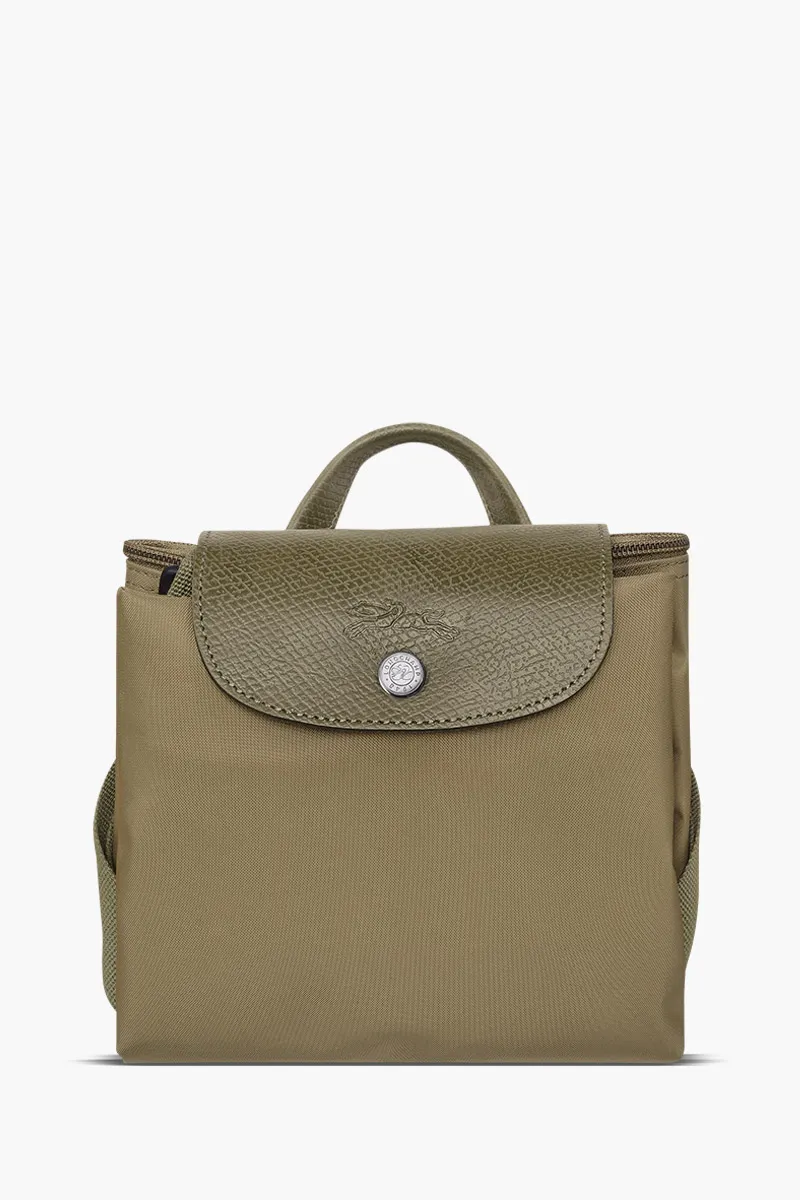 LONGCHAMP Medium Le Pliage Green Backpack in Artichoke Recycled Canvas 4
