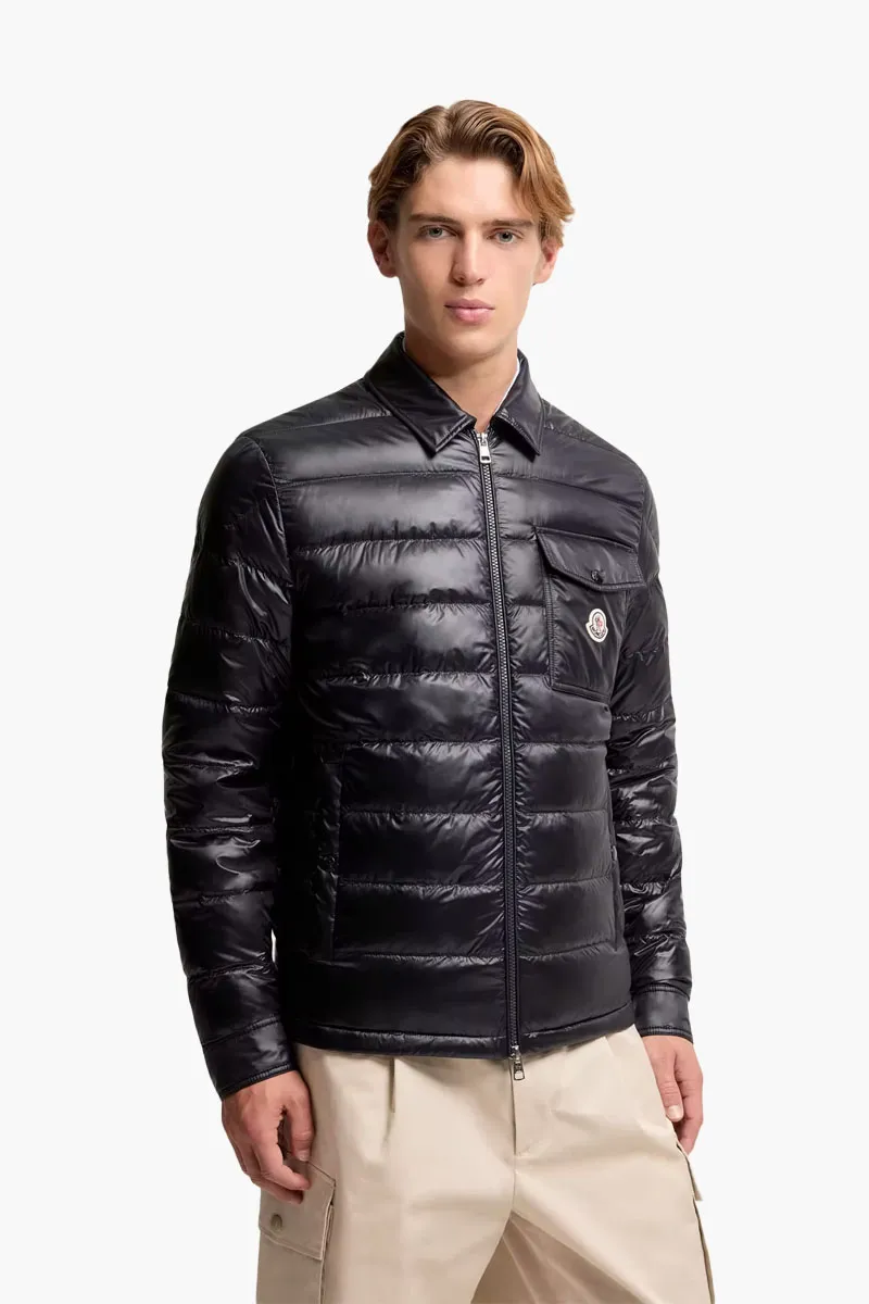 MONCLER Men Mourillon Short Down Jacket in Blue Nylon 1