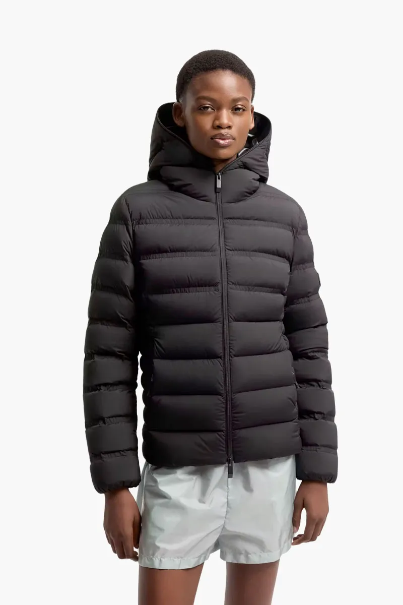MONCLER Women Alete Puffer Hooded Short Down Jacket in Black Nylon 1