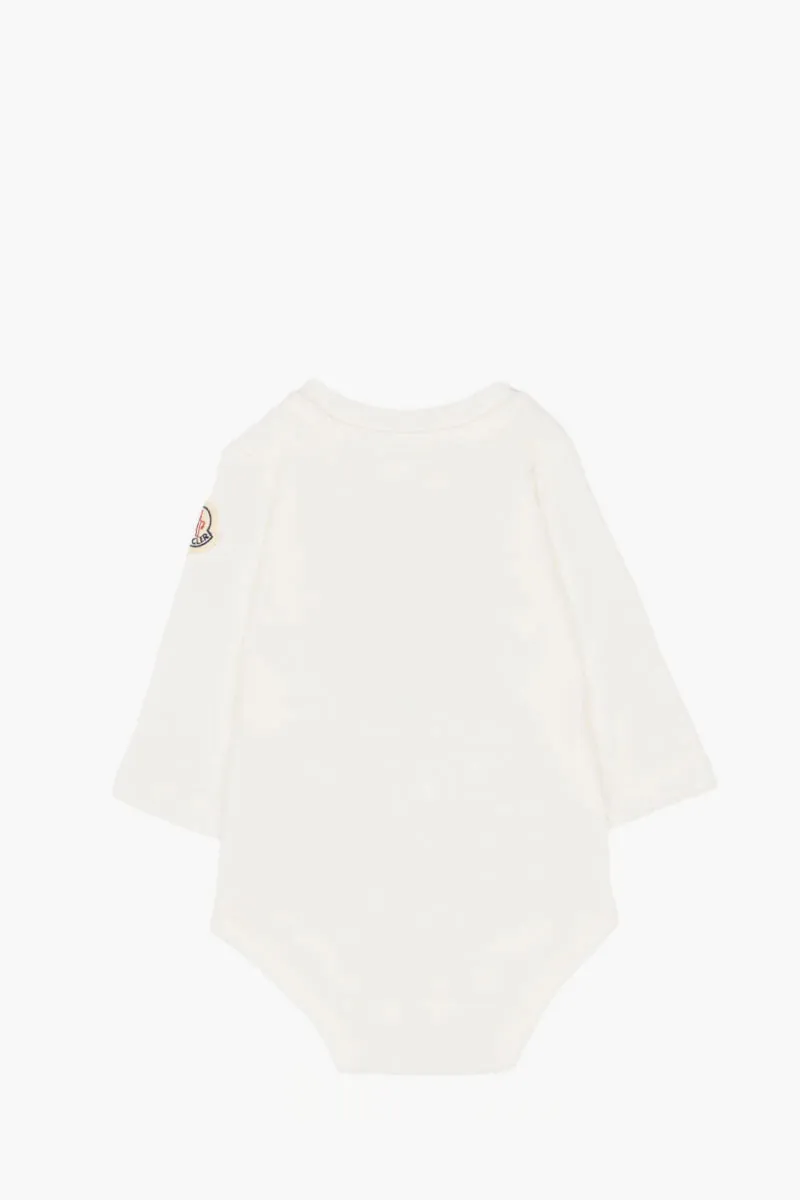 MONCLER Baby Teddy Bear Logo Set in White Cotton with Gift Box 3