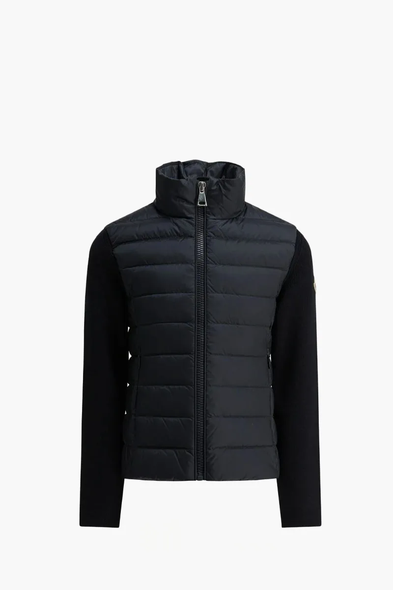MONCLER Enfant Padded Zip-Up Cardigan in Navy Blue Nylon Wool 0