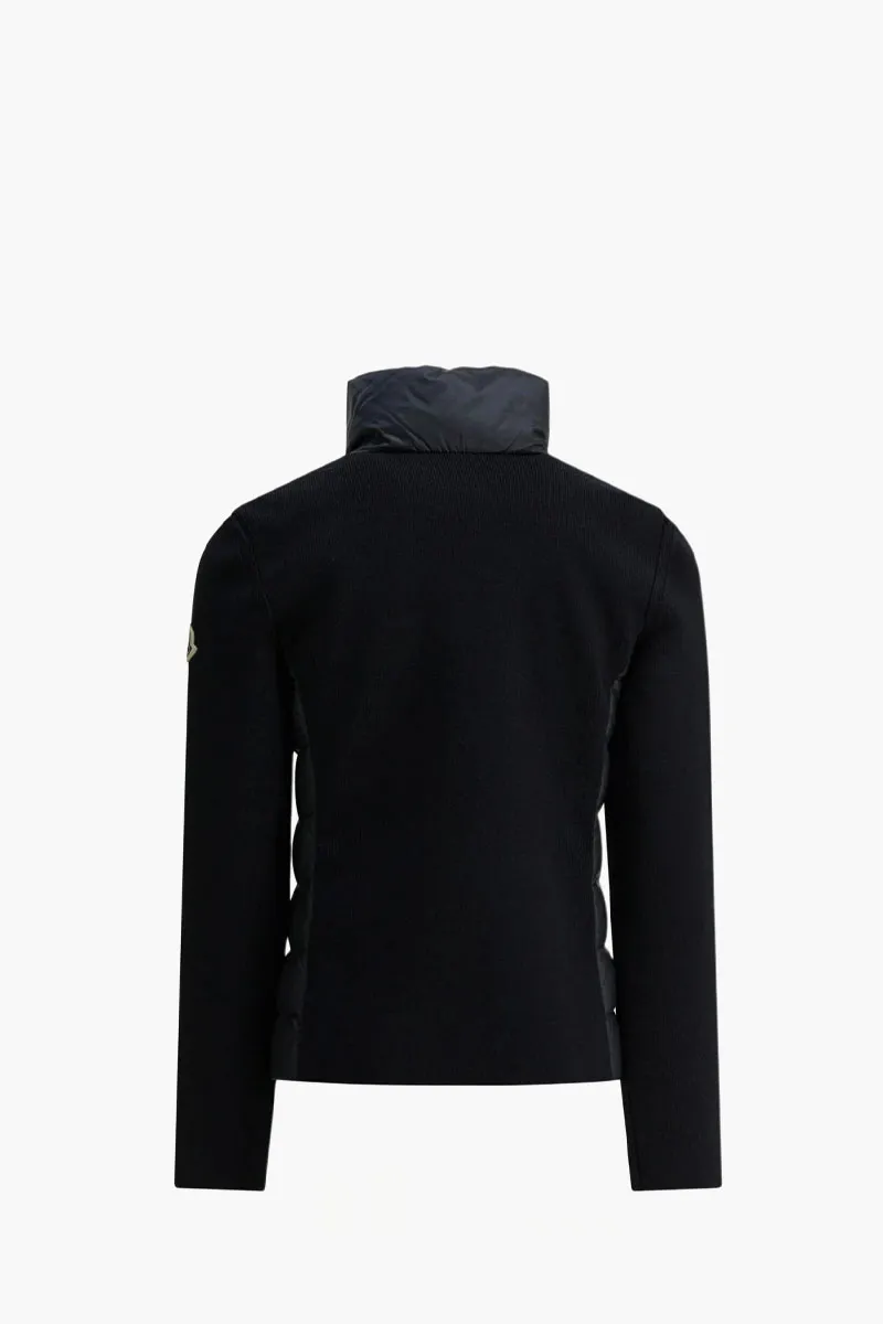 MONCLER Enfant Padded Zip-Up Cardigan in Navy Blue Nylon Wool 1