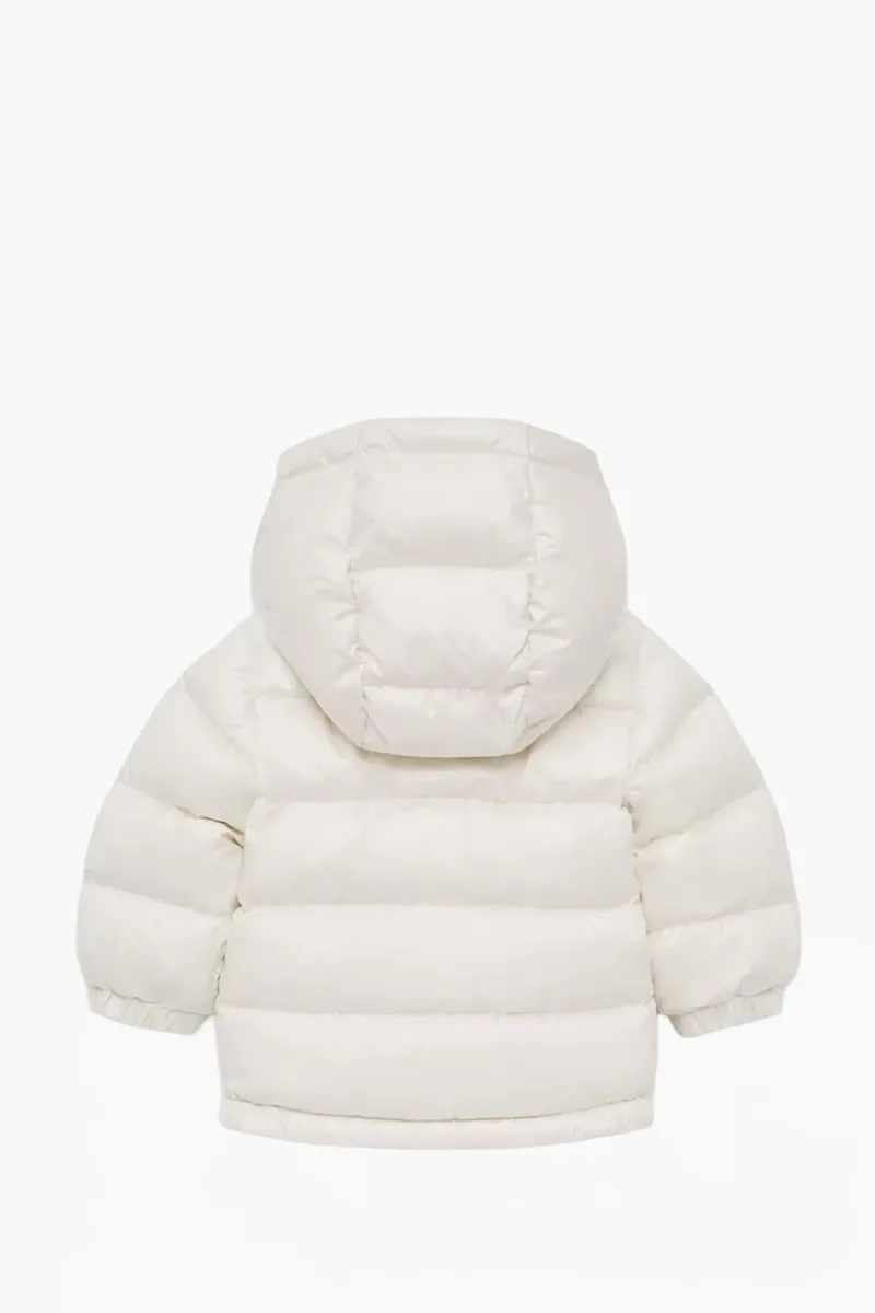 MONCLER Children Mesles Hooded Down Jacket in White Nylon 1