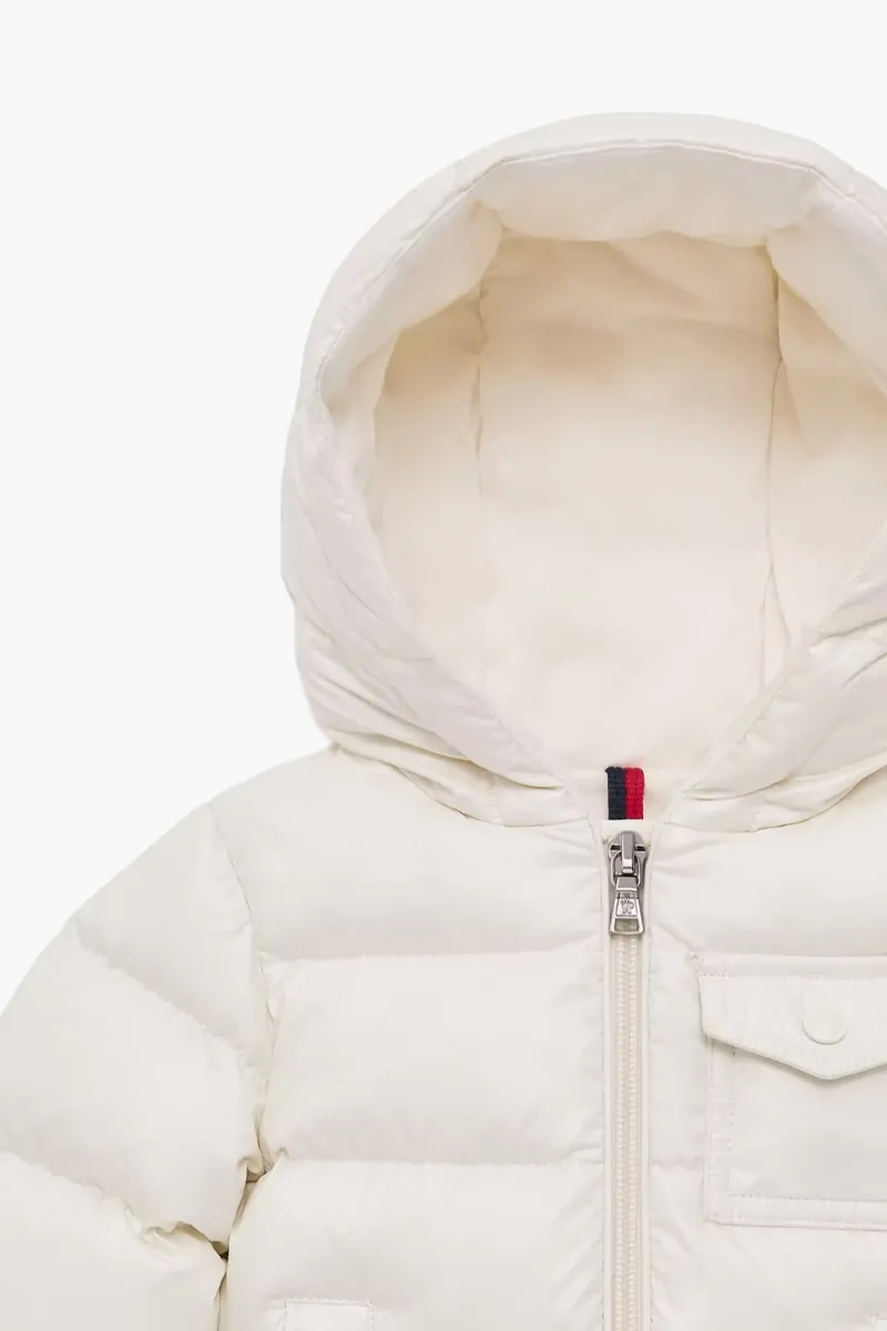 MONCLER Children Mesles Hooded Down Jacket in White Nylon 2