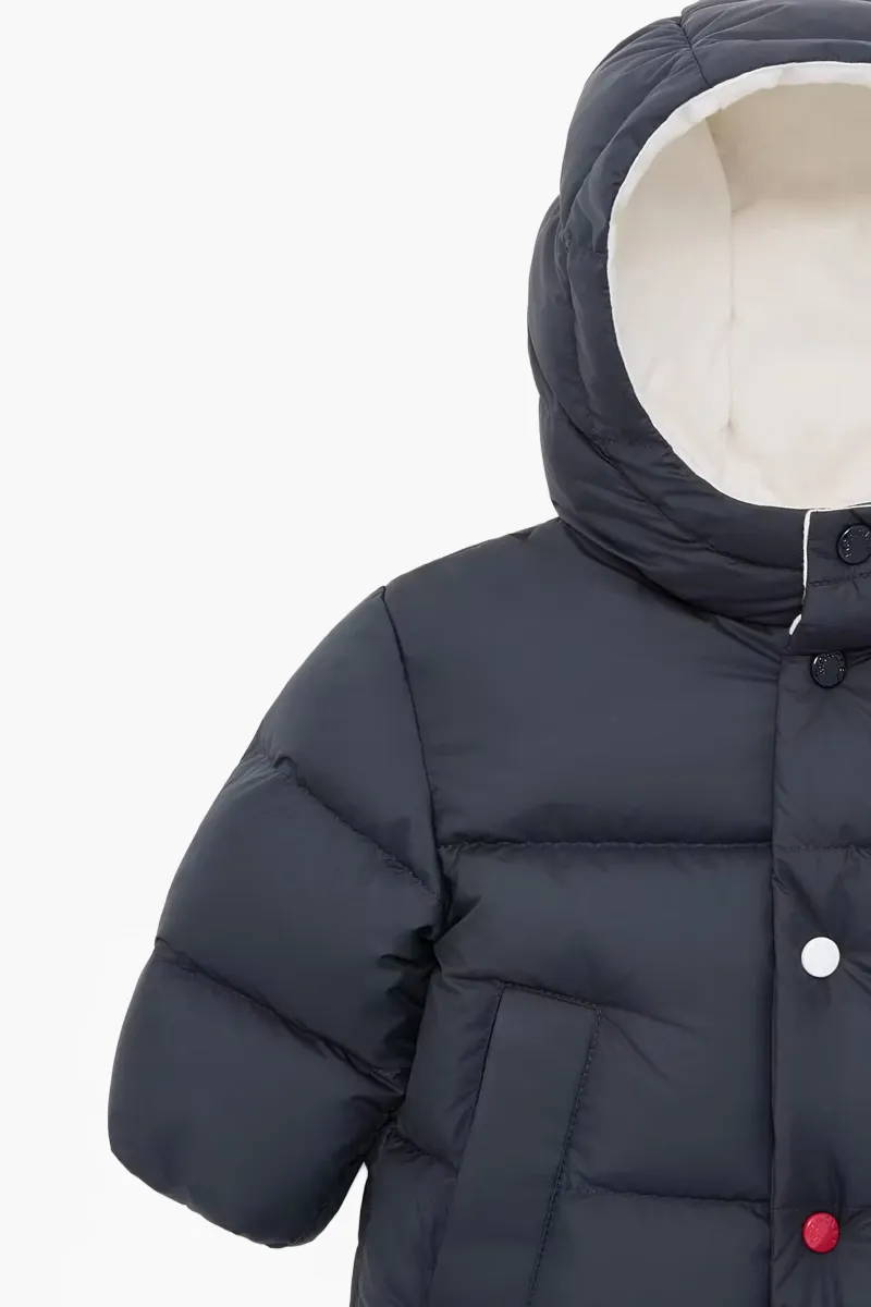 MONCLER Children Romain Hooded Down Jacket in Navy Blue Nylon 2