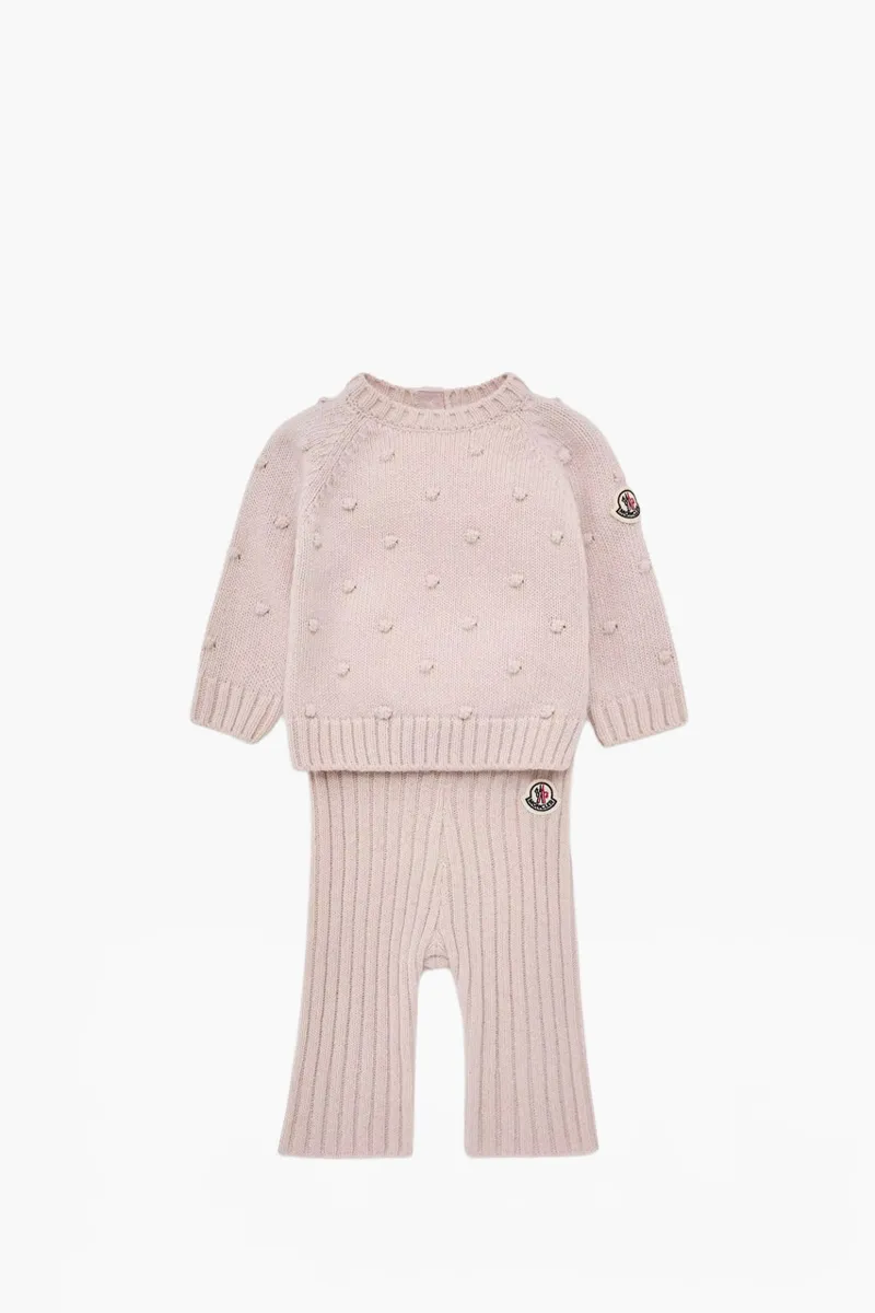 MONCLER Children Blend Set in Light Pink Wool and Cashmere 0