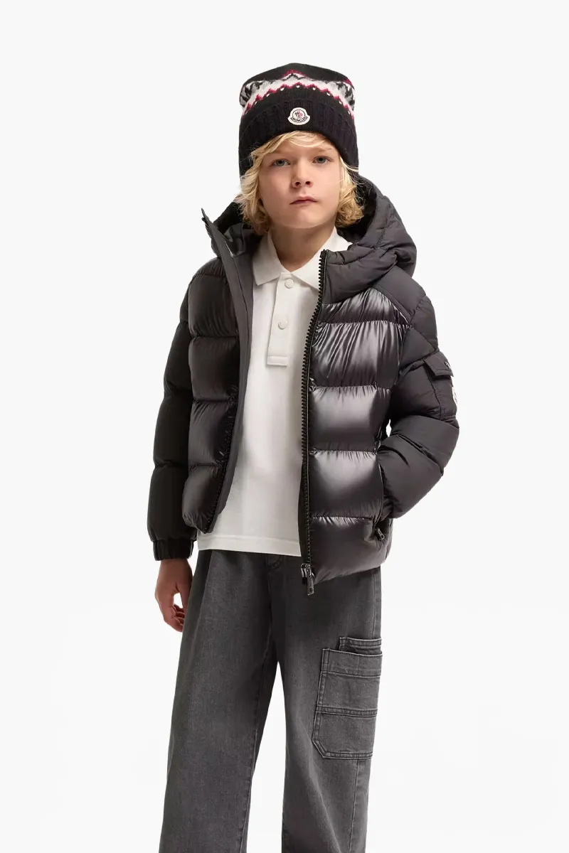 MONCLER Enfant Hyoseris Hooded Down Jacket in Black Nylon 1