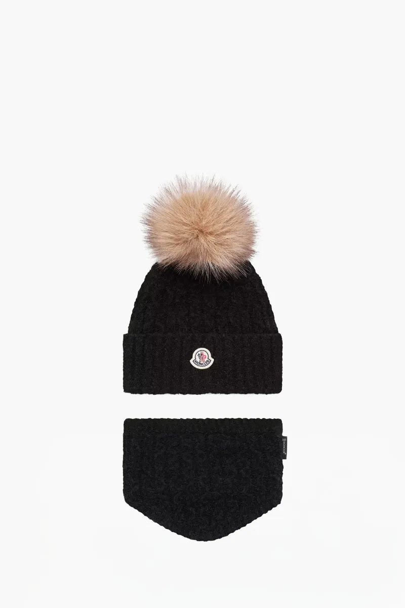 MONCLER Enfant Boucle Blend Set in Black Wool 0