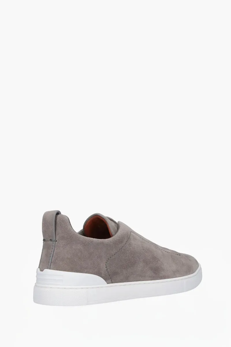 ZEGNA Triple Stitch Low Top Sneakers in Grey Suede 1