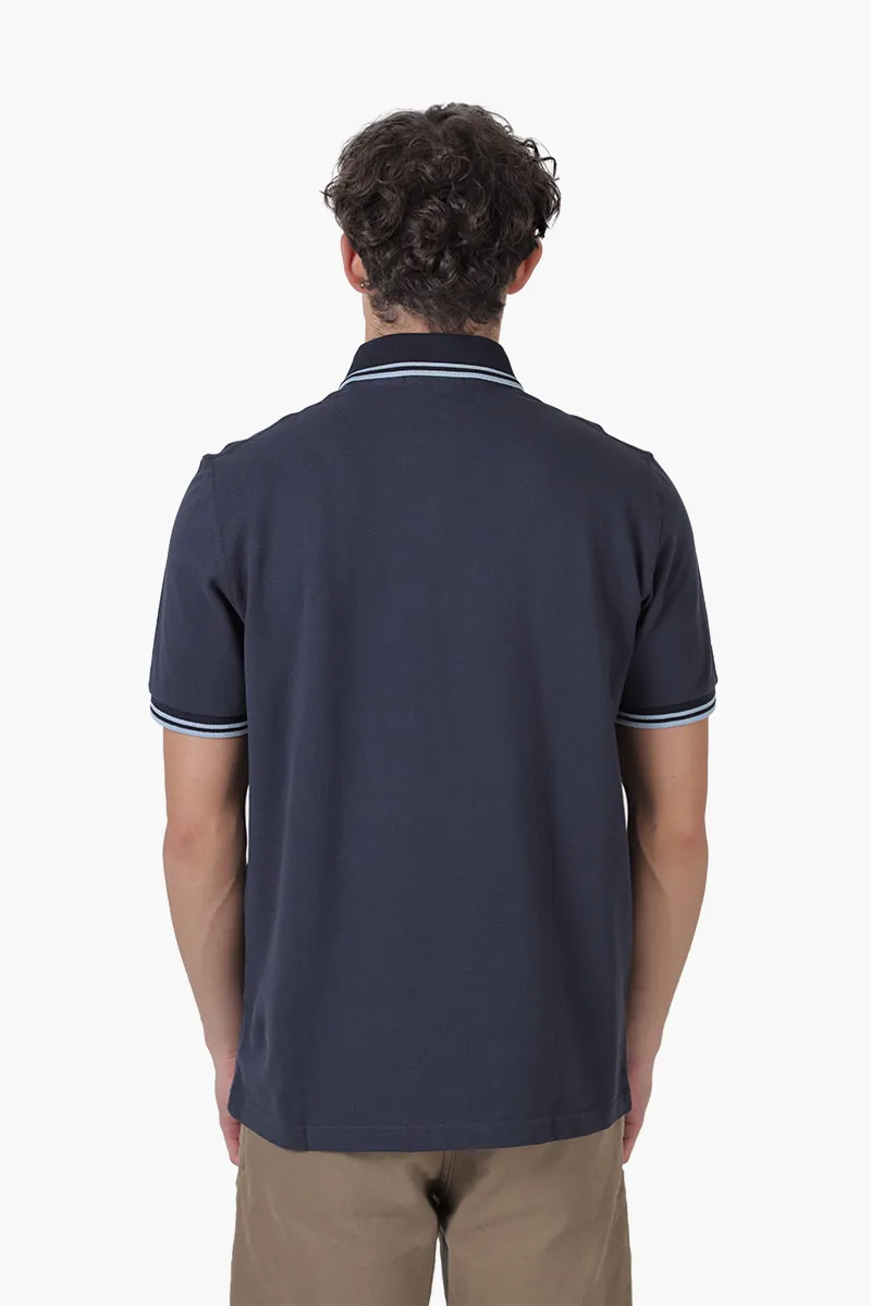 FRED PERRY Men The Original Twin Tipped Polo Shirt in Navy/Ice/Ice 1