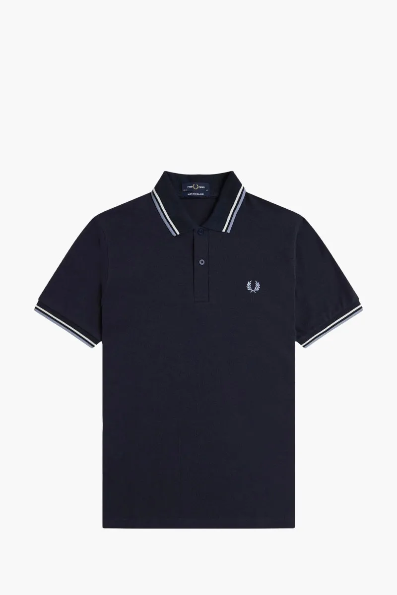 FRED PERRY Men The Original Twin Tipped Polo Shirt in Navy/Ecru/Smoke 0