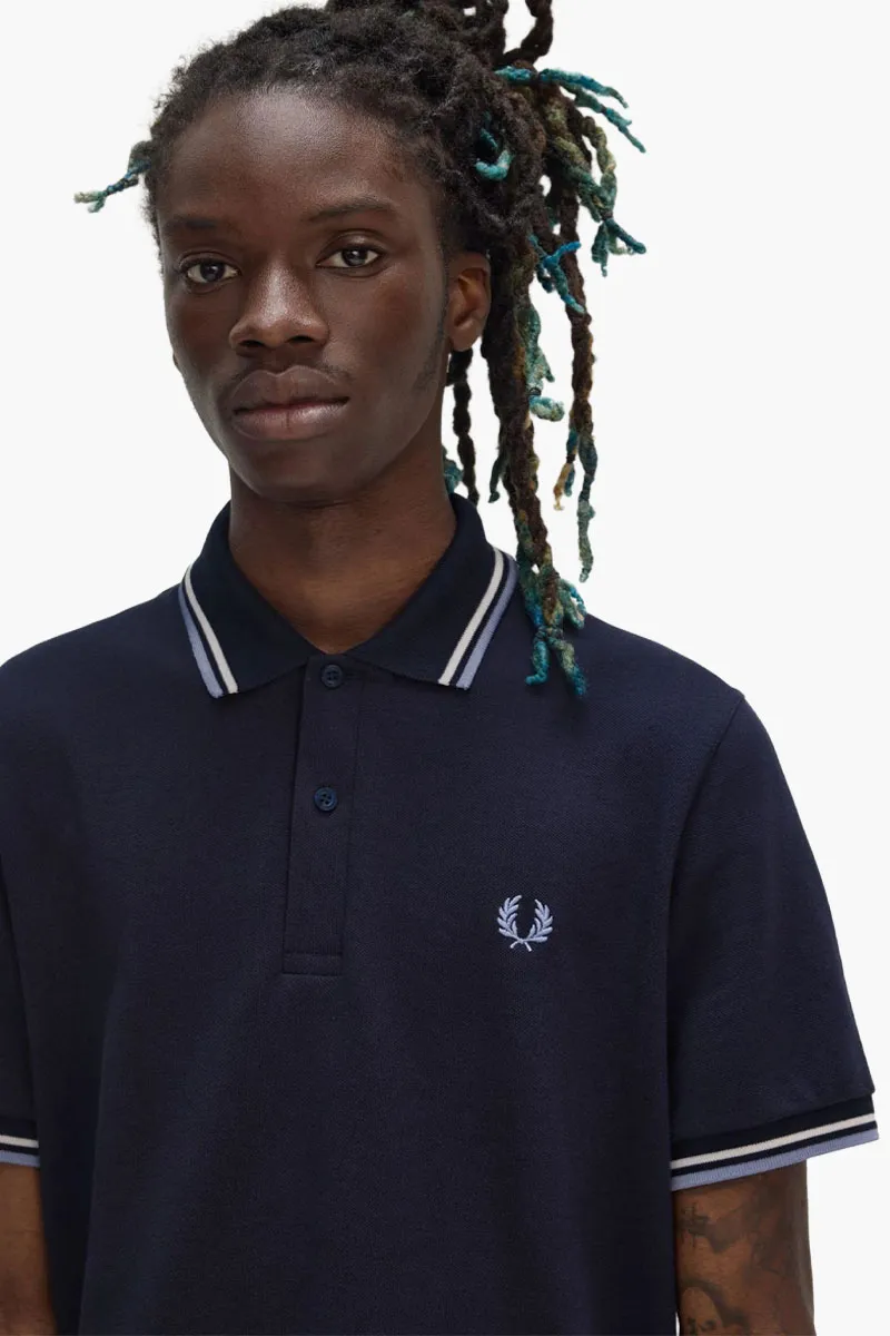 FRED PERRY Men The Original Twin Tipped Polo Shirt in Navy/Ecru/Smoke 2