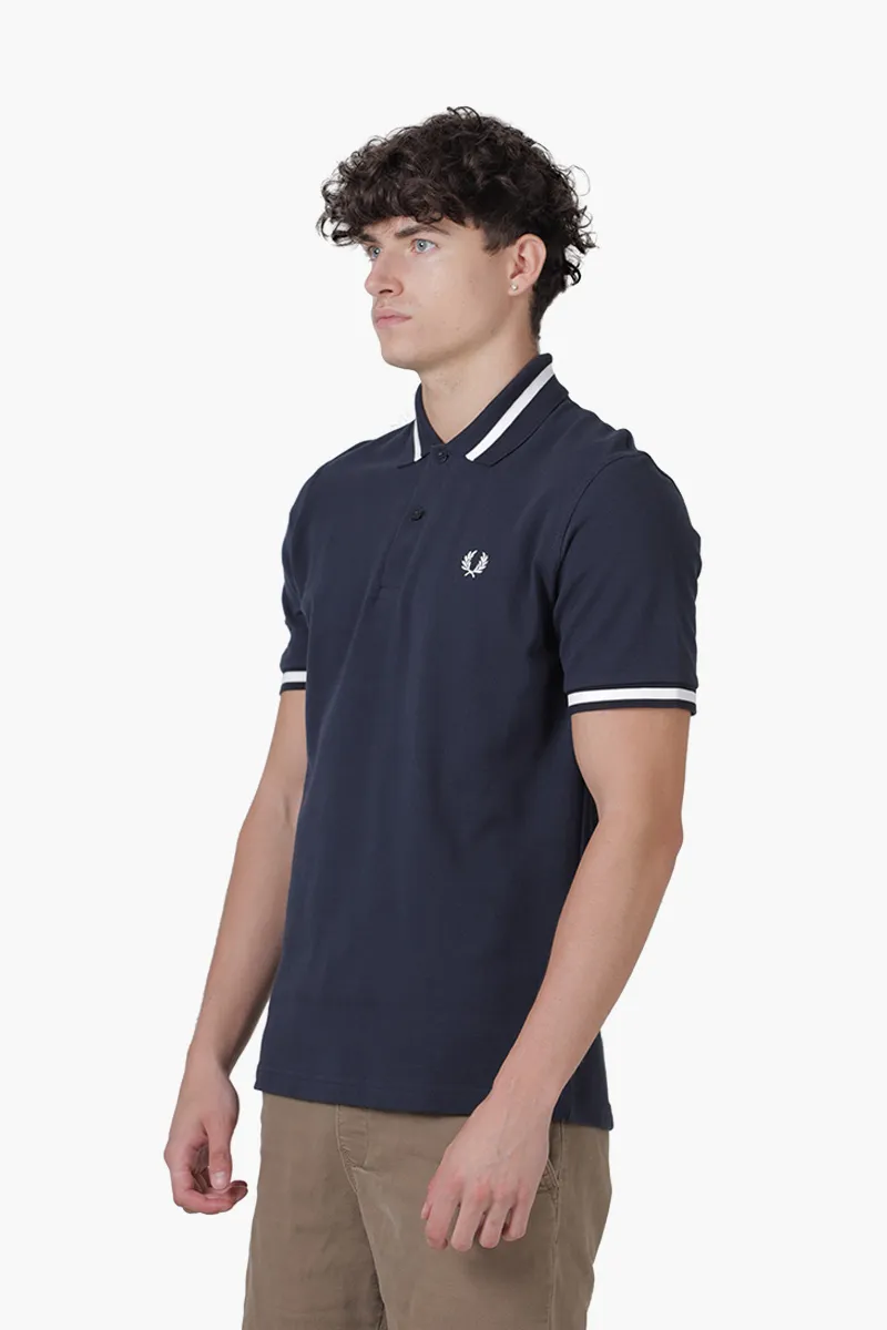 FRED PERRY Men M2 The Single Tipped Polo Shirt in Navy/Snow White 2