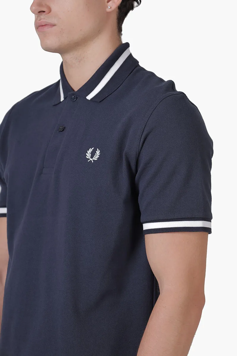 FRED PERRY Men M2 The Single Tipped Polo Shirt in Navy/Snow White 3