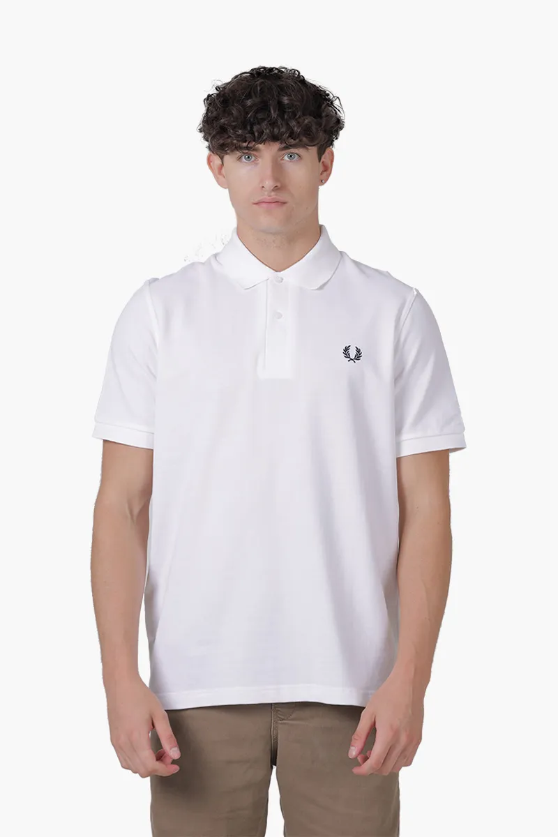 FRED PERRY Men The Original Tennis Polo Shirt in White/Navy 0