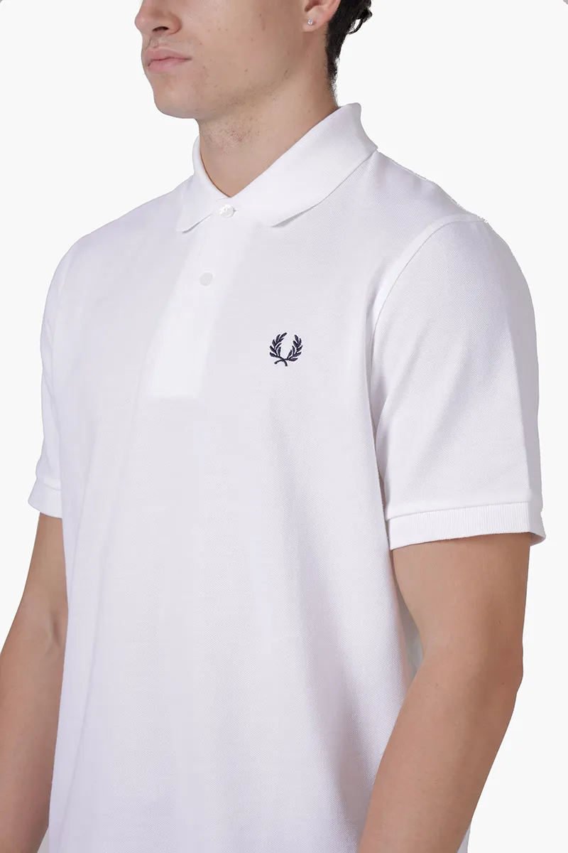 FRED PERRY Men The Original Tennis Polo Shirt in White/Navy 3