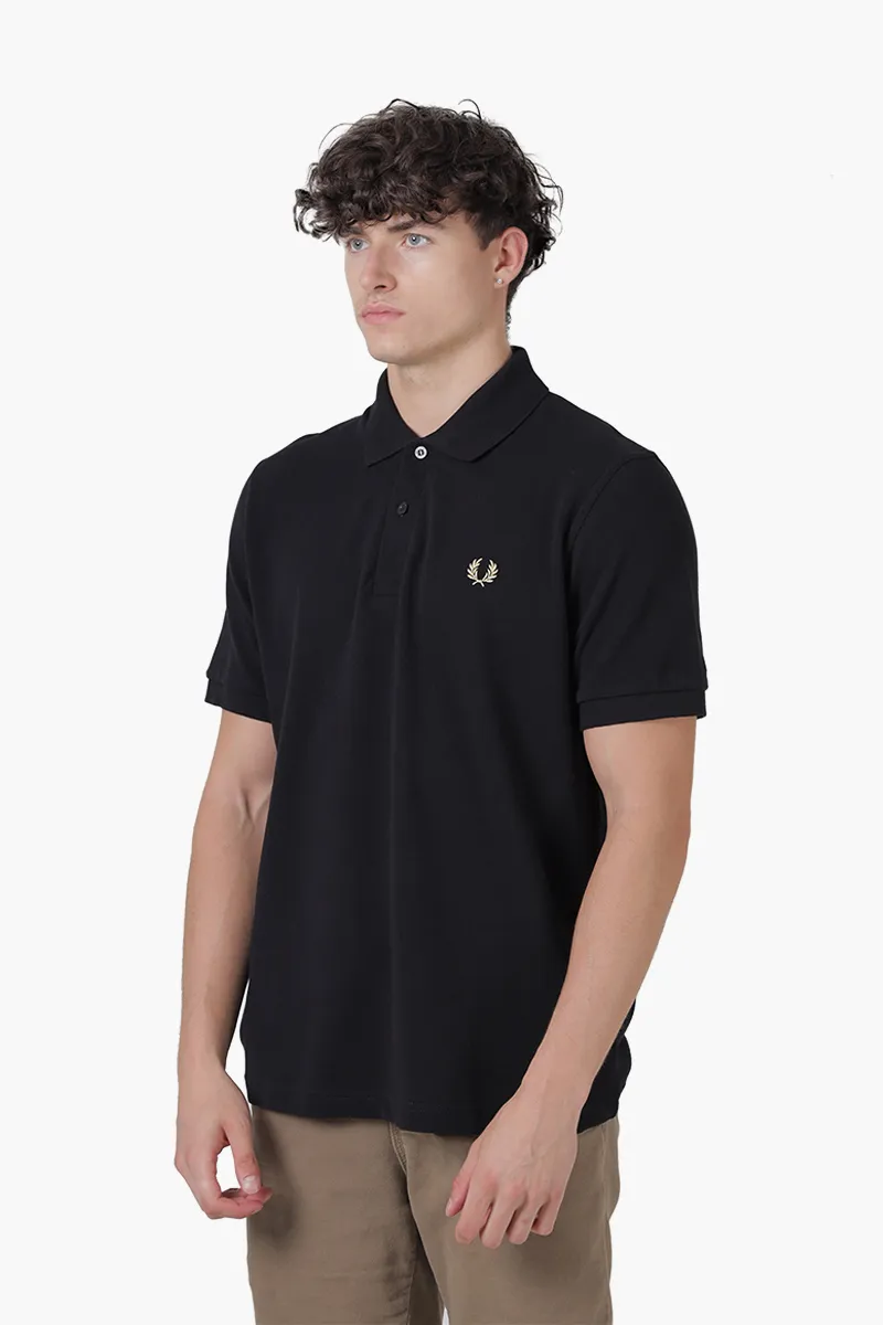 FRED PERRY Men The Original Tennis Polo Shirt in Black/Champagne 2