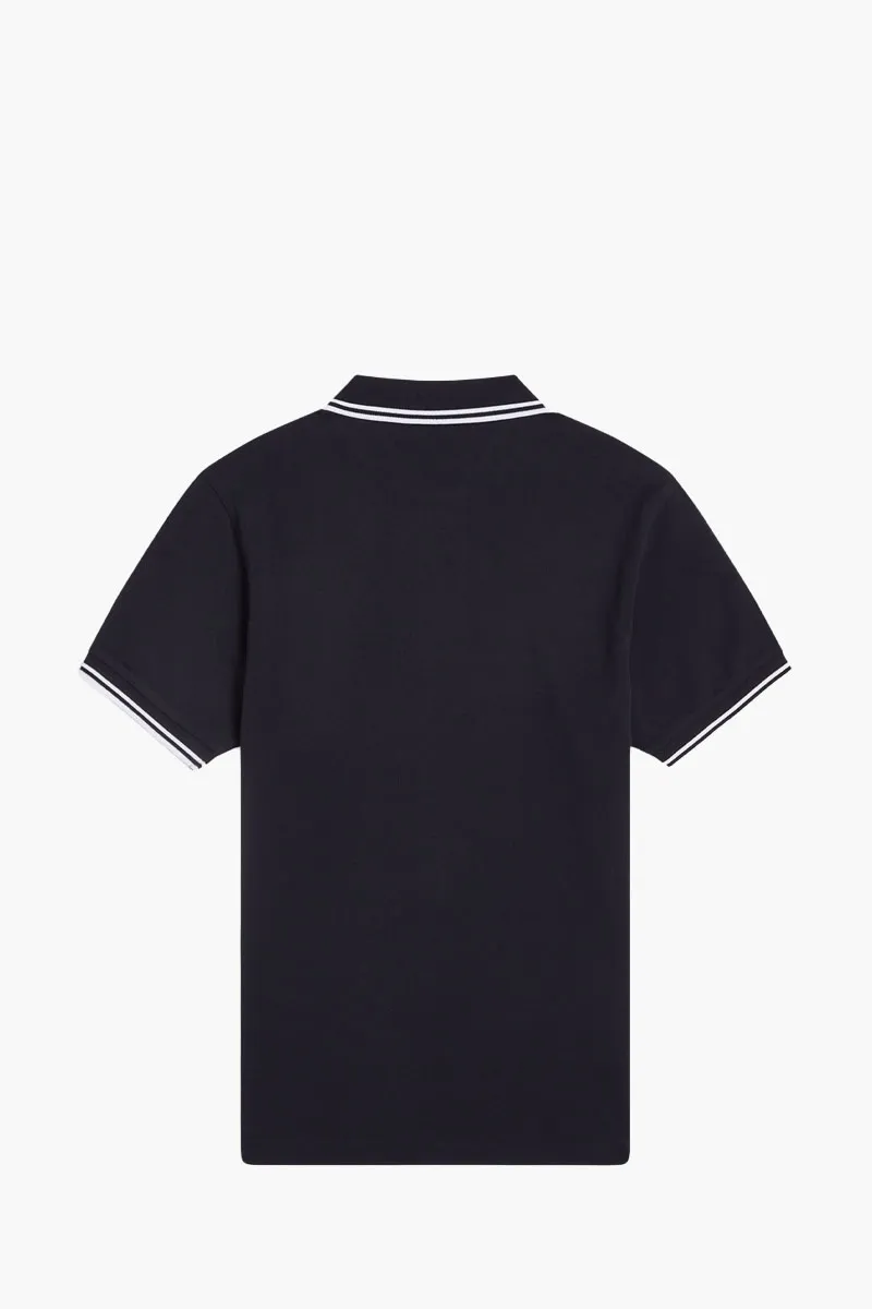 FRED PERRY Men Twin Tipped Polo Shirt in Navy/White/White Cotton 2