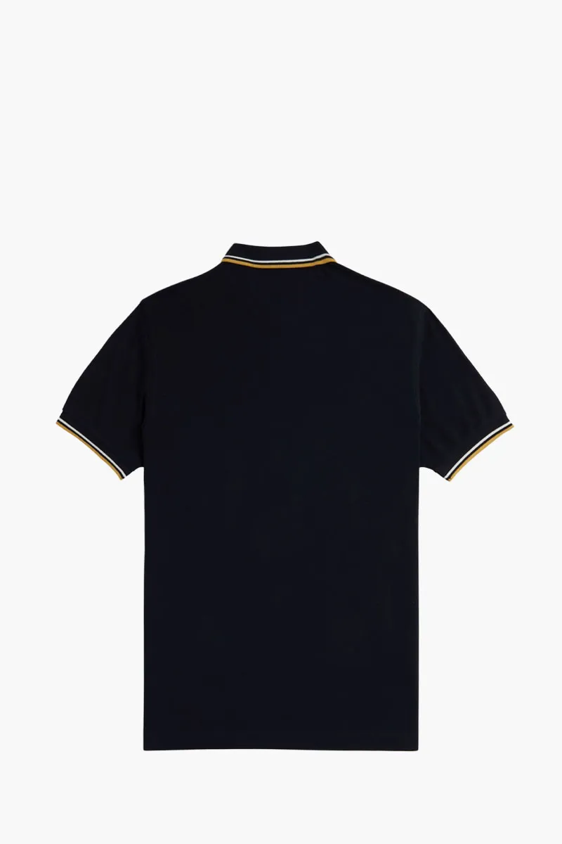 FRED PERRY Men Twin Tipped Polo Shirt in Navy/Ecru/Honeycomb Cotton 2