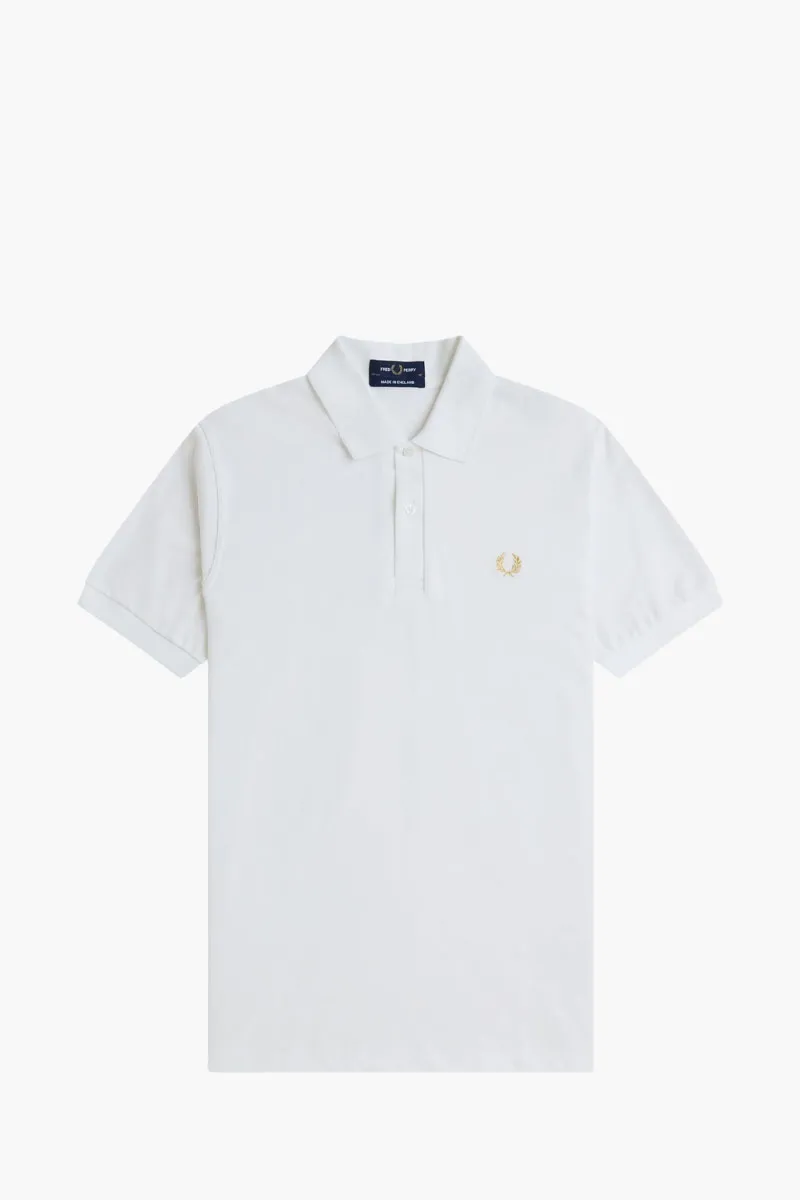 FRED PERRY Men The Original Tennis Polo Shirt in White/Champagne 0
