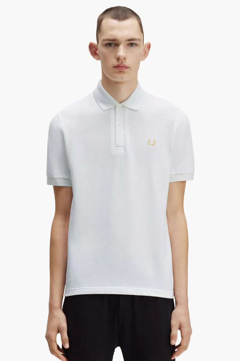 FRED PERRY Men The Original Tennis Polo Shirt in White/Champagne 1