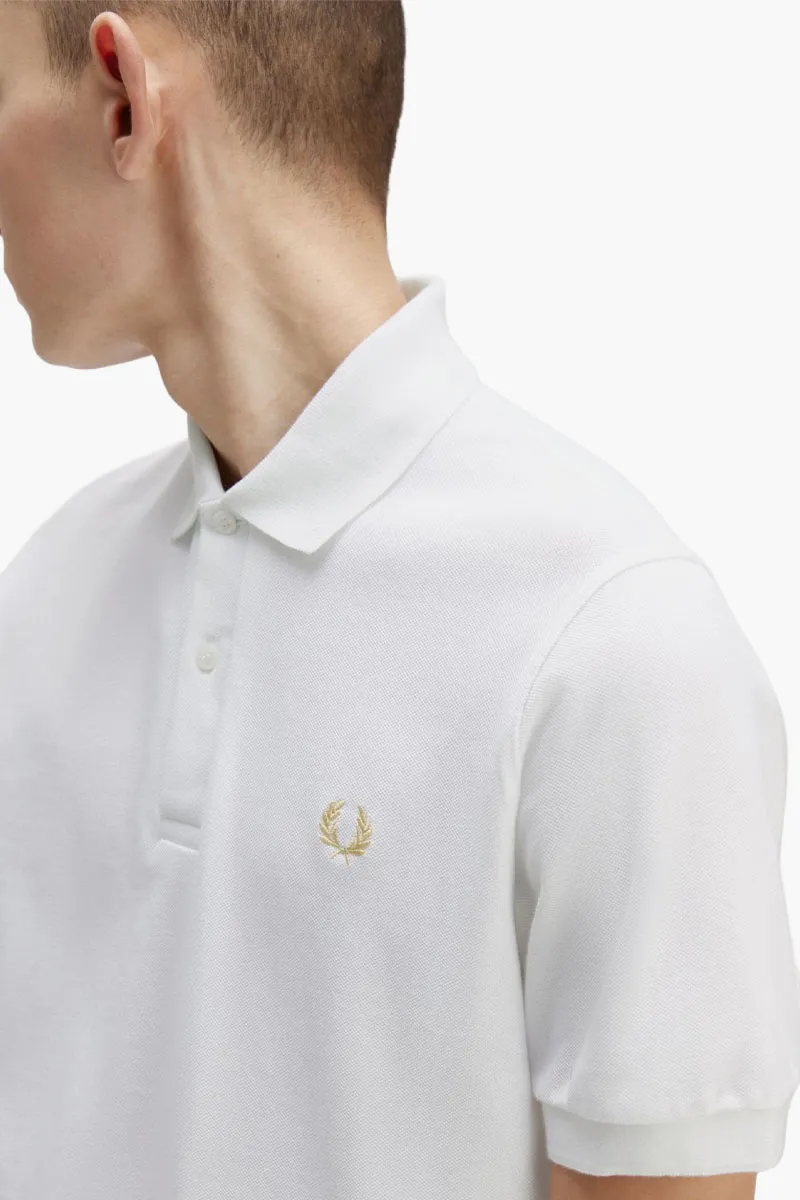 FRED PERRY Men The Original Tennis Polo Shirt in White/Champagne 3
