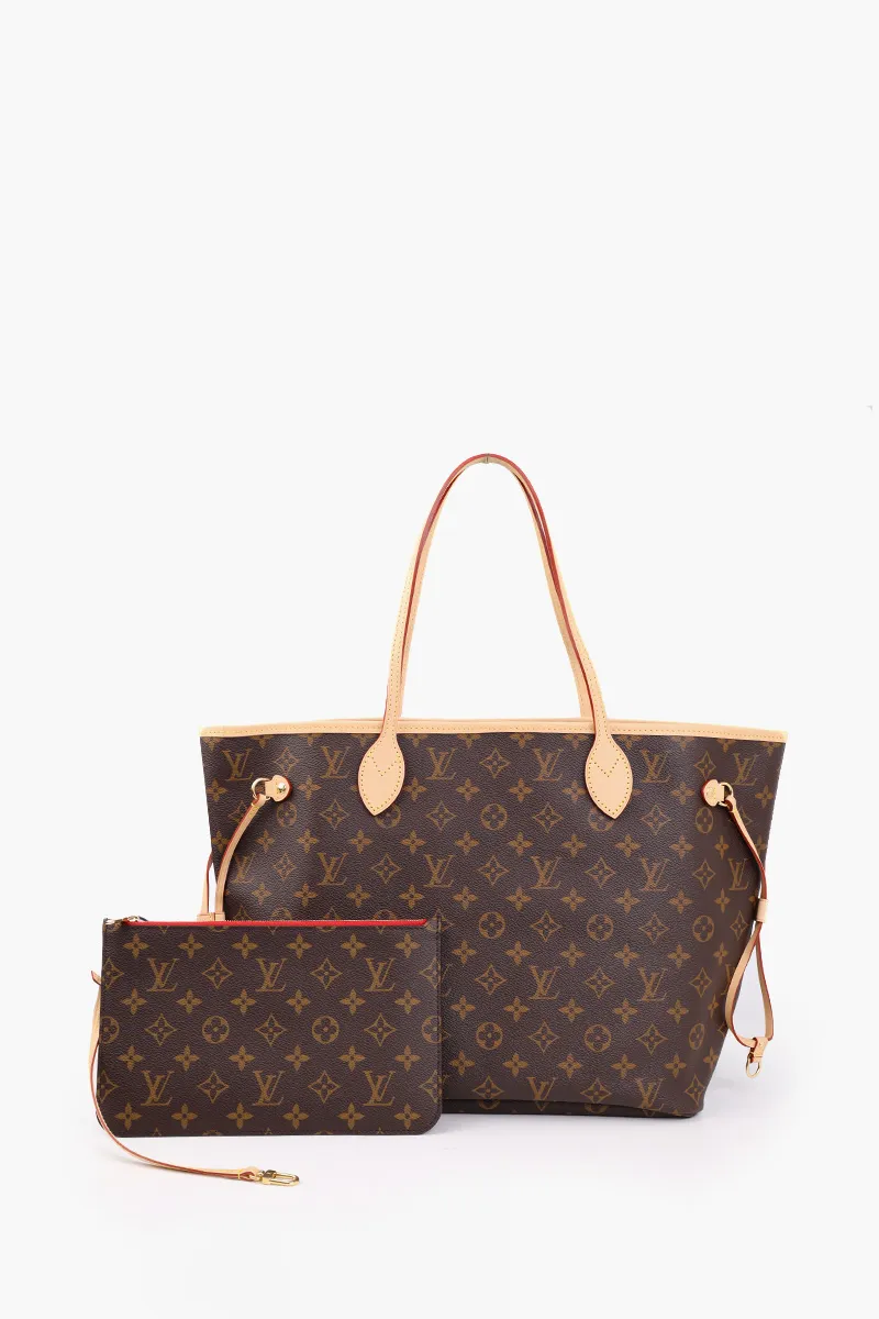LOUIS VUITTON Neverfull MM Tote Bag in Brown/Cherry Red Monogram Canvas 1