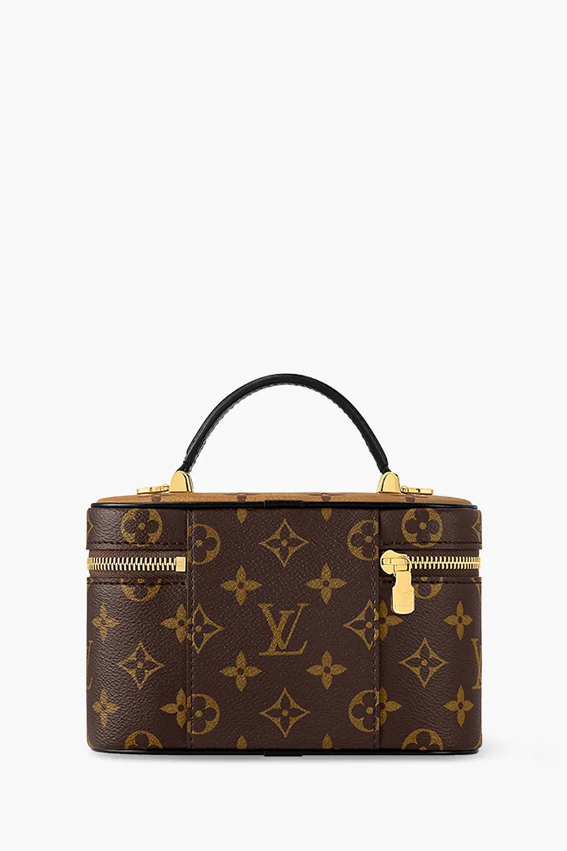 LOUIS VUITTON Vanity Chain Clutch in Brown/Beige Monogram Reverse Canvas 1