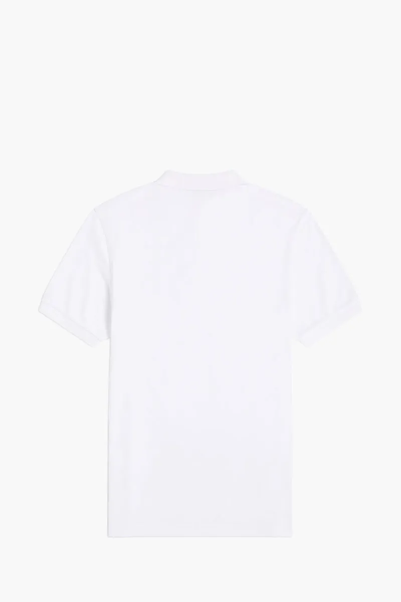 FRED PERRY Men Tennis Polo Shirt in White/Navy Classic Cotton Piqué 2