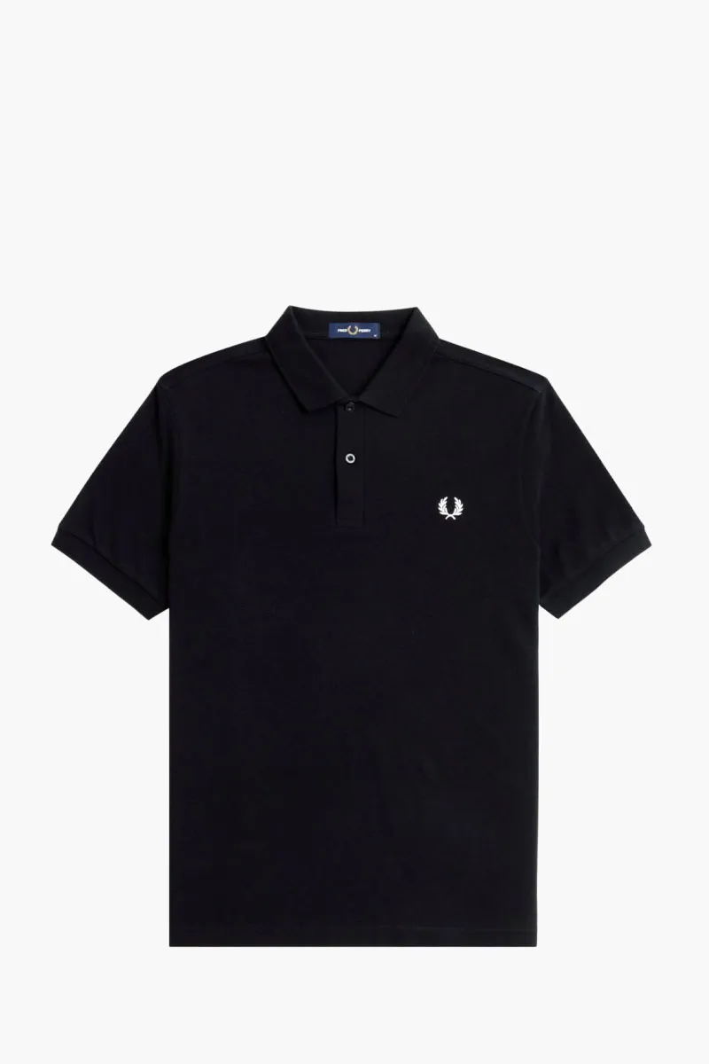 FRED PERRY Men Tennis Polo Shirt in Black/Snow White Classic Cotton Piqué 0