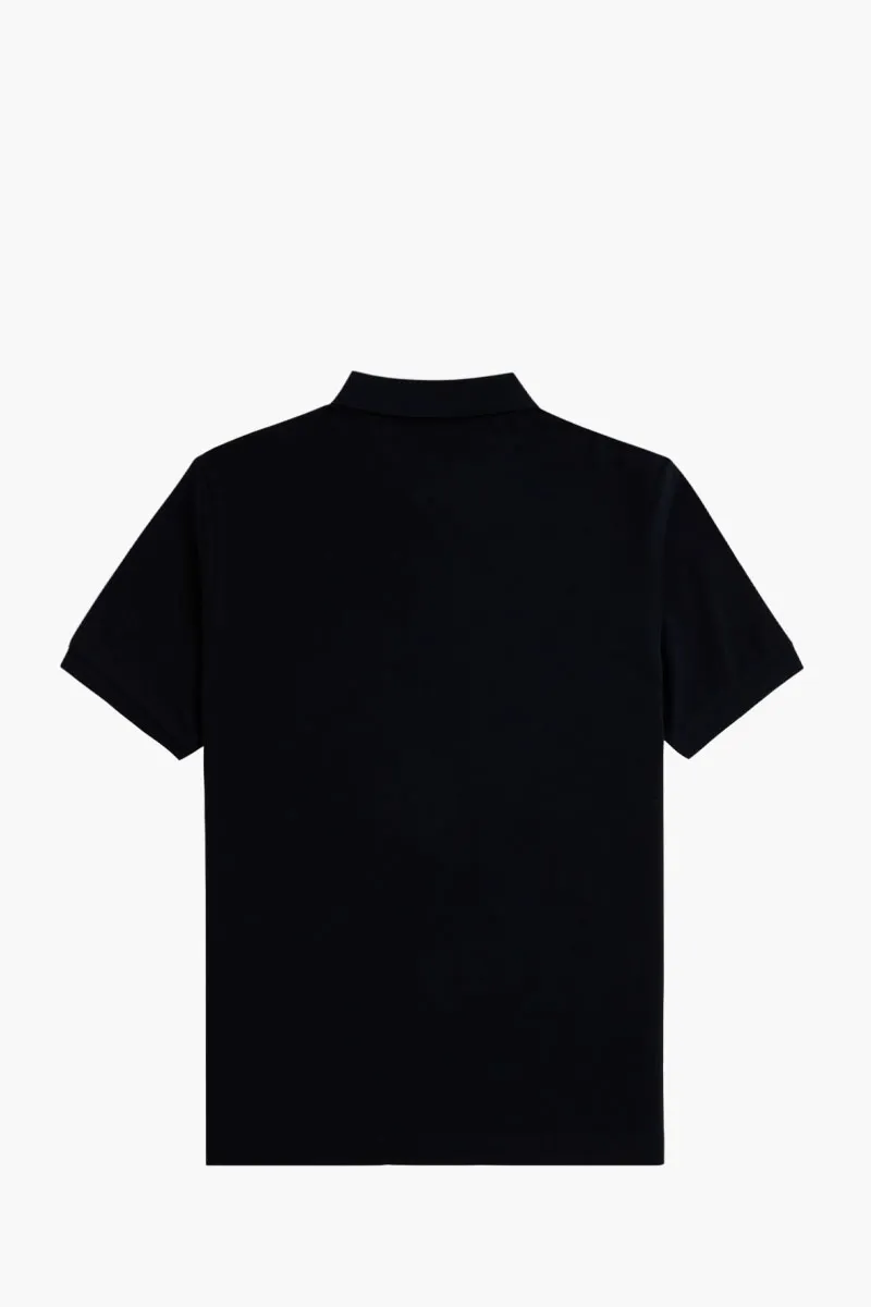 FRED PERRY Men Tennis Polo Shirt in Black/Snow White Classic Cotton Piqué 2