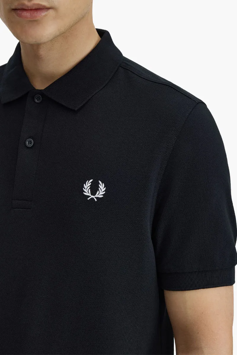FRED PERRY Men Tennis Polo Shirt in Black/Snow White Classic Cotton Piqué 3