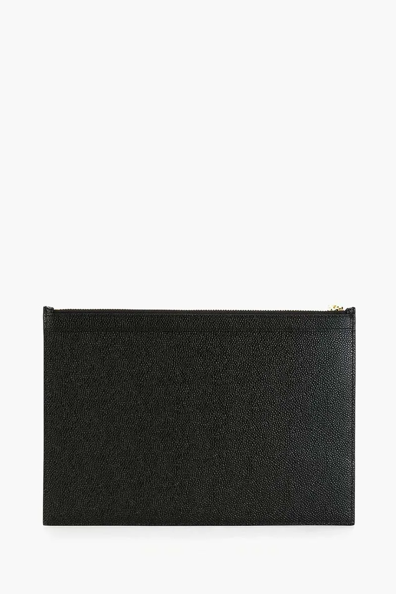 THOM BROWNE Small Document Holder in Black Pebble Grain Leather 2