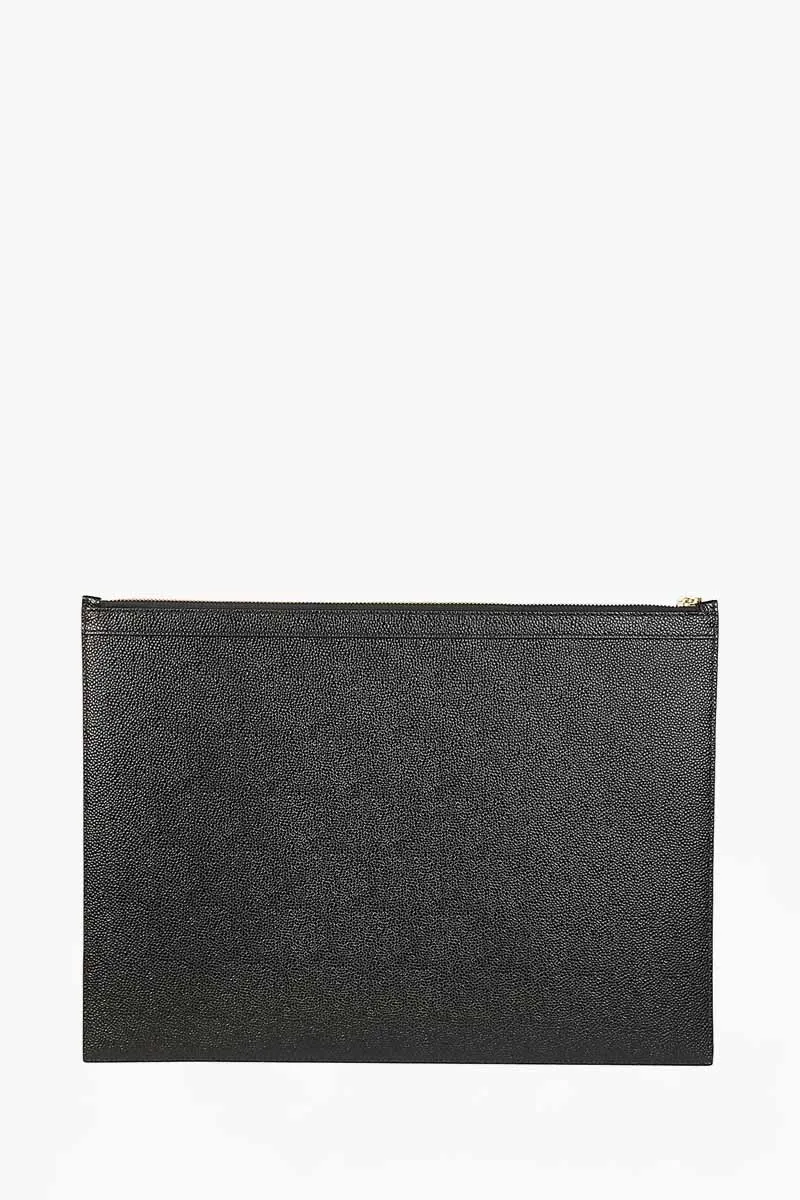 THOM BROWNE Large Document Holder in Black Pebble Grain Leather 2